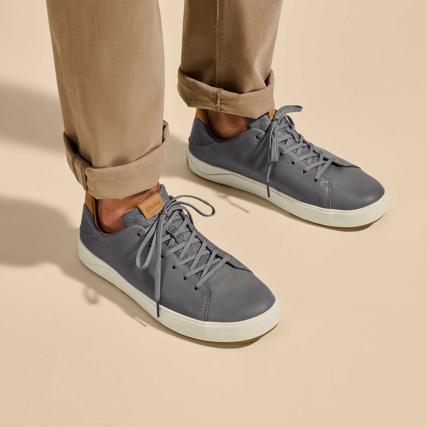 Olukai Lae‘ahi Lī ‘Ili Leather Sneakers - Stone