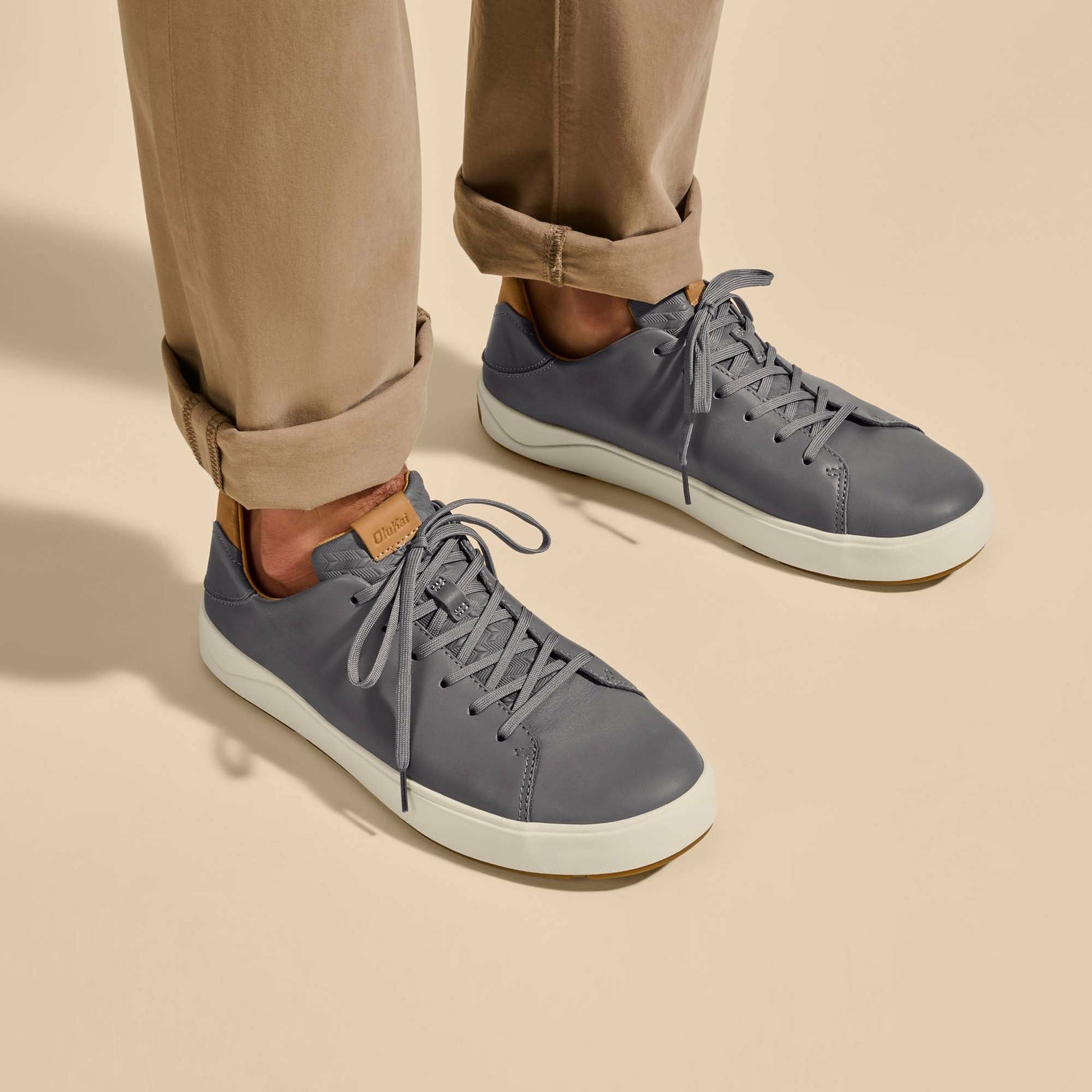 Olukai Lae‘ahi Lī ‘Ili Leather Sneakers - Stone