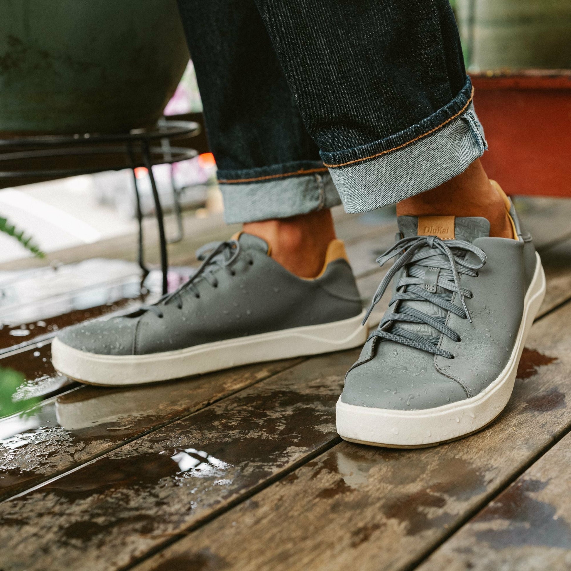 Olukai Lae‘ahi Lī ‘Ili Leather Sneakers - Stone