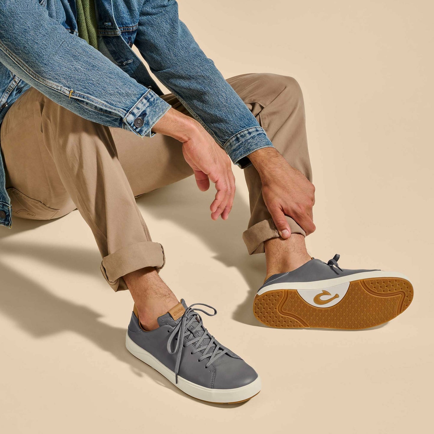 Olukai Lae‘ahi Lī ‘Ili Leather Sneakers - Stone
