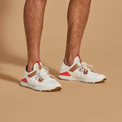 Olukai Mio Lī Athletic Shoes - Bright White / Red Lava