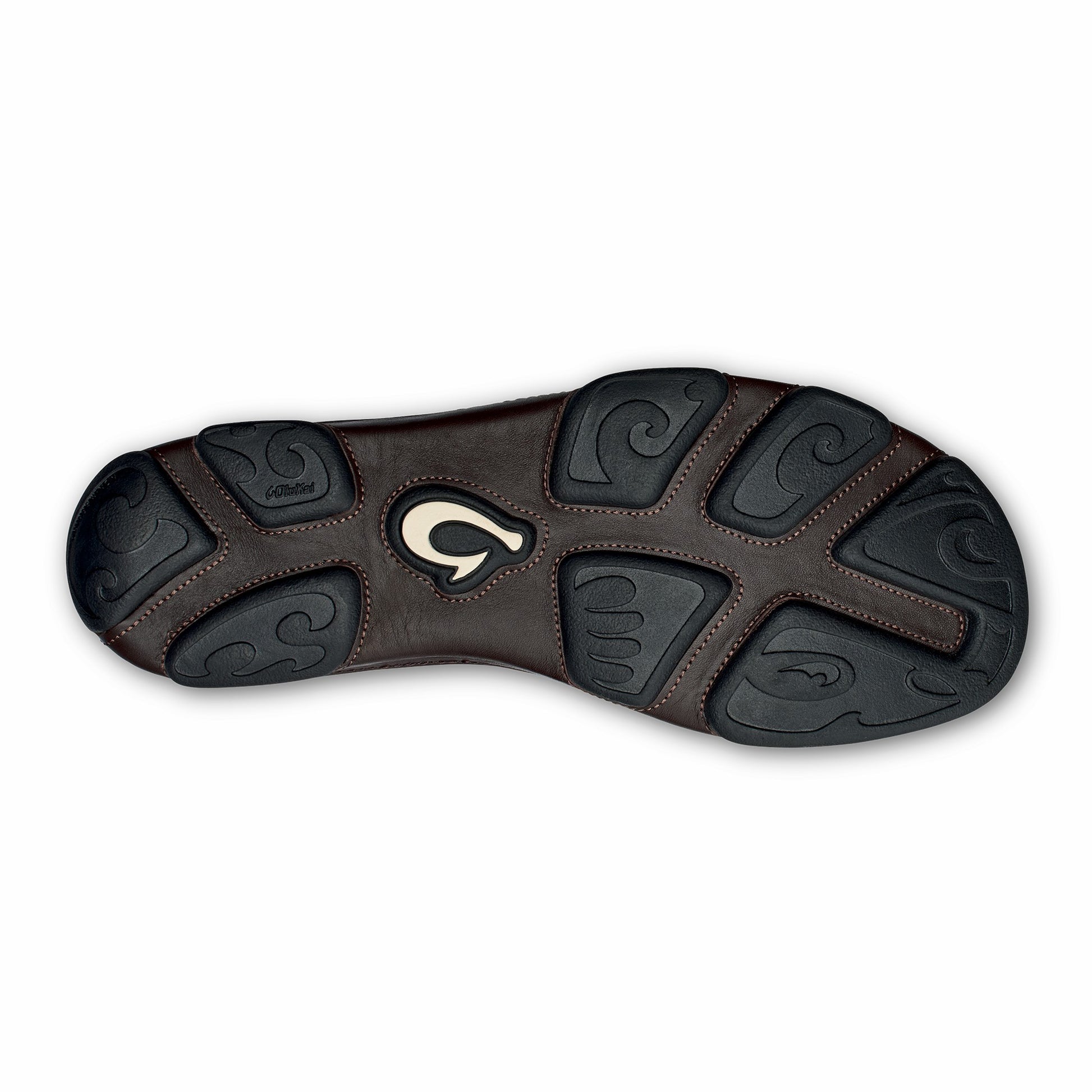 Olukai Moloā Leather Slip On Shoes - Dark Wood / Dark Java