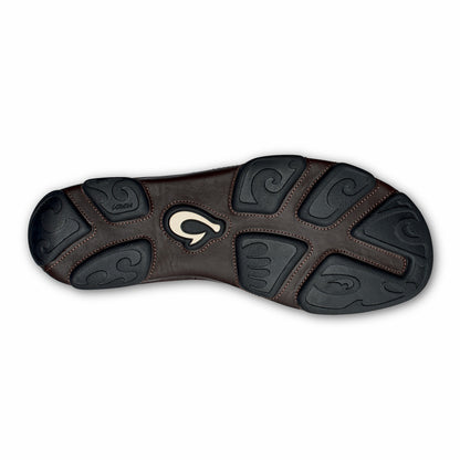 Olukai Moloā Leather Slip On Shoes - Dark Wood / Dark Java