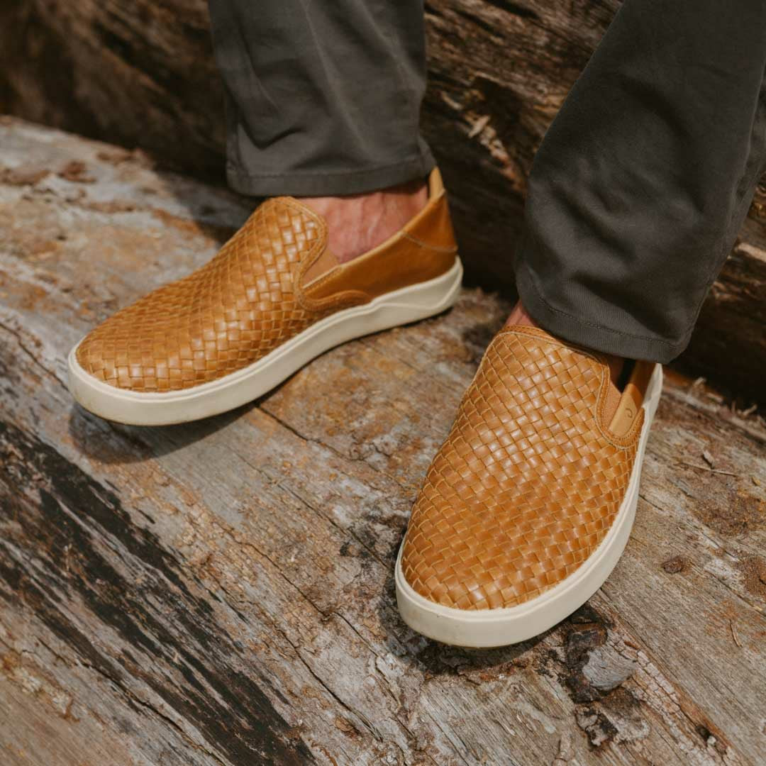 Olukai Lae‘ahi Lauhala Leather Slip-On Sneakers - Fox