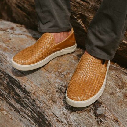Olukai Lae‘ahi Lauhala Leather Slip-On Sneakers - Fox
