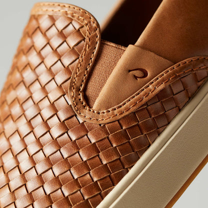 Olukai Lae‘ahi Lauhala Leather Slip-On Sneakers - Fox