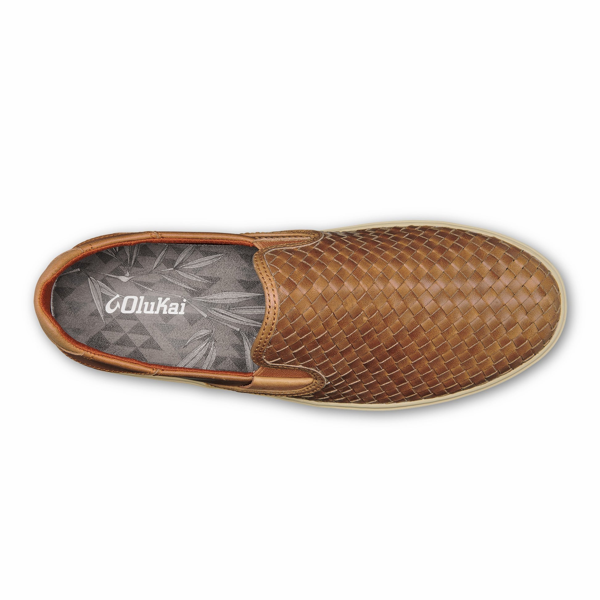 Olukai Lae‘ahi Lauhala Leather Slip-On Sneakers - Fox
