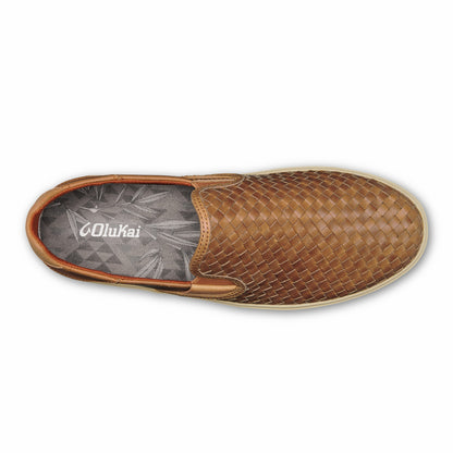 Olukai Lae‘ahi Lauhala Leather Slip-On Sneakers - Fox