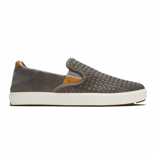 Olukai Lae‘ahi Lauhala Leather Slip-On Sneakers - Ash