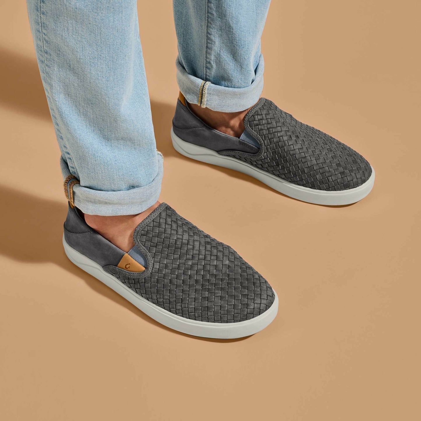 Olukai Lae‘ahi Lauhala Leather Slip-On Sneakers - Ash