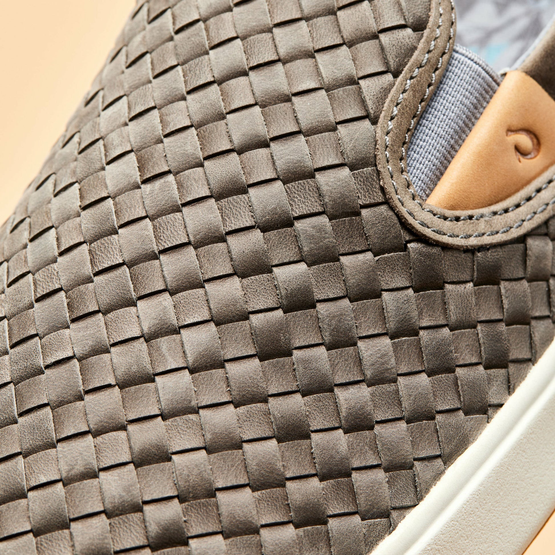 Olukai Lae‘ahi Lauhala Leather Slip-On Sneakers - Ash