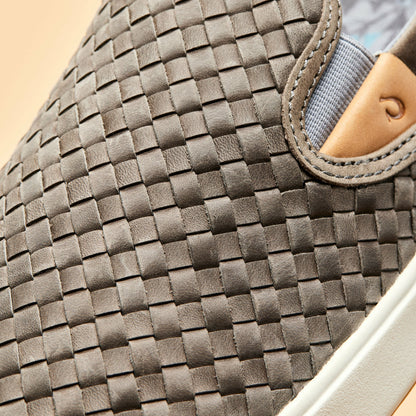 Olukai Lae‘ahi Lauhala Leather Slip-On Sneakers - Ash