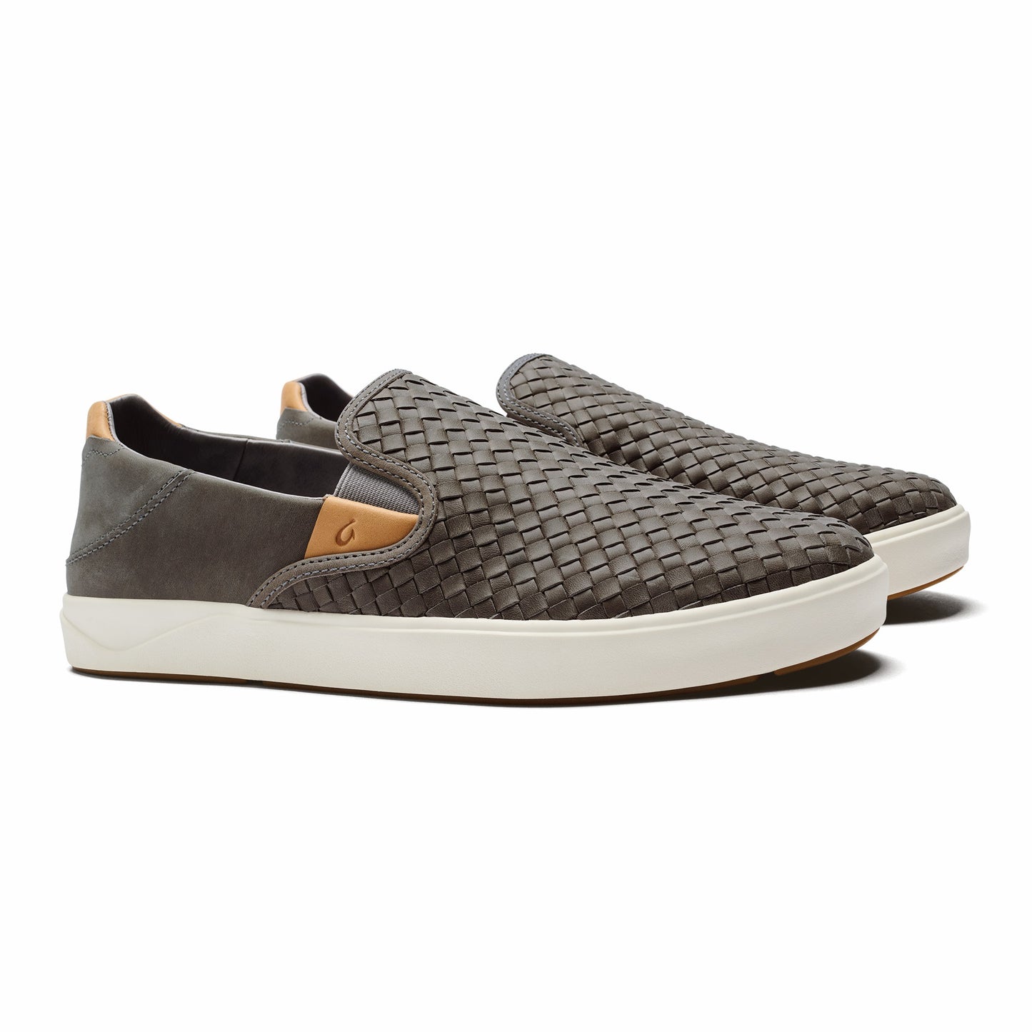 Olukai Lae‘ahi Lauhala Leather Slip-On Sneakers - Ash