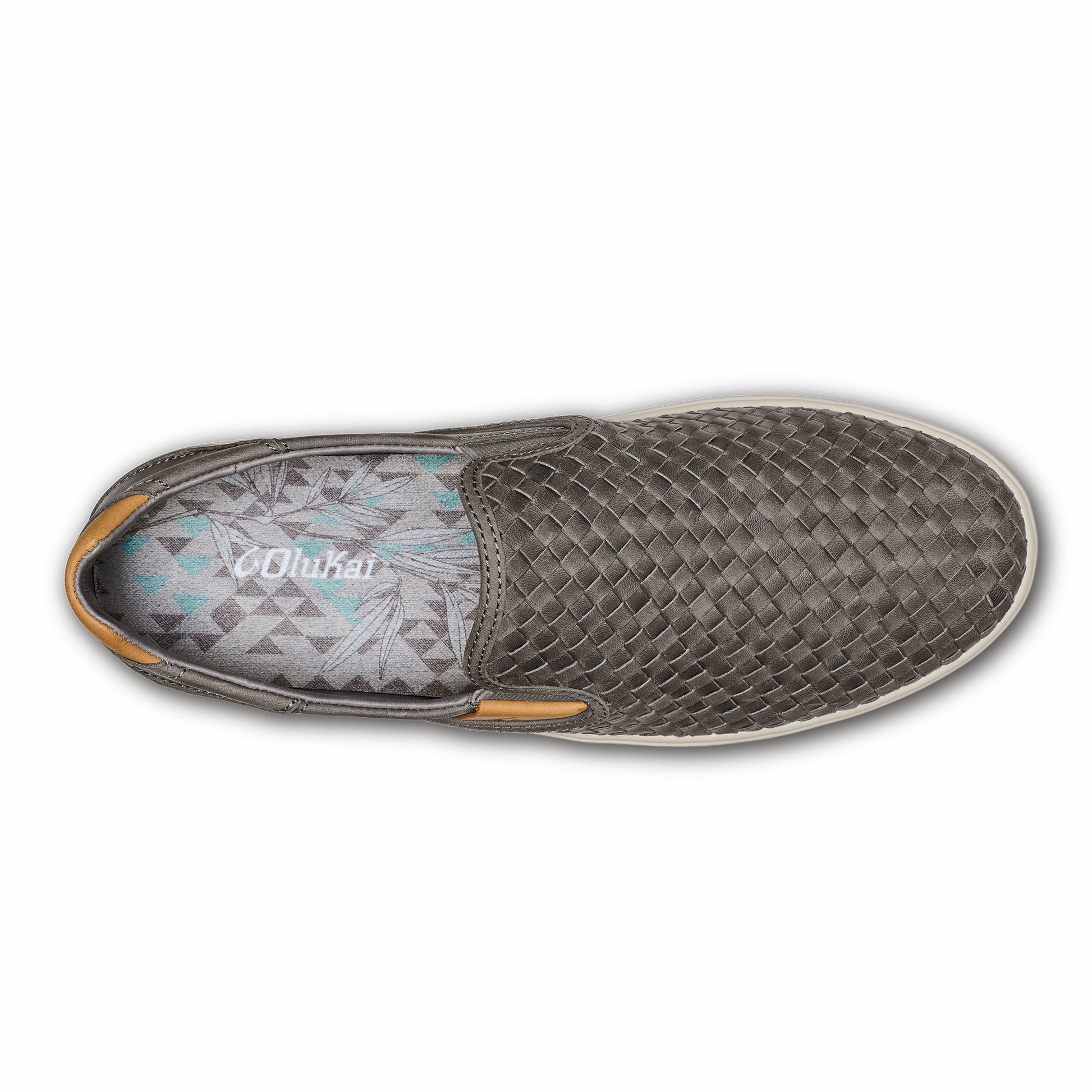 Olukai Lae‘ahi Lauhala Leather Slip-On Sneakers - Ash
