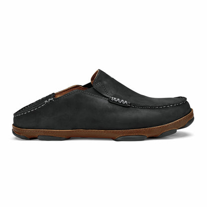 Olukai Moloā Leather Slip On Shoes - Black / Toffee