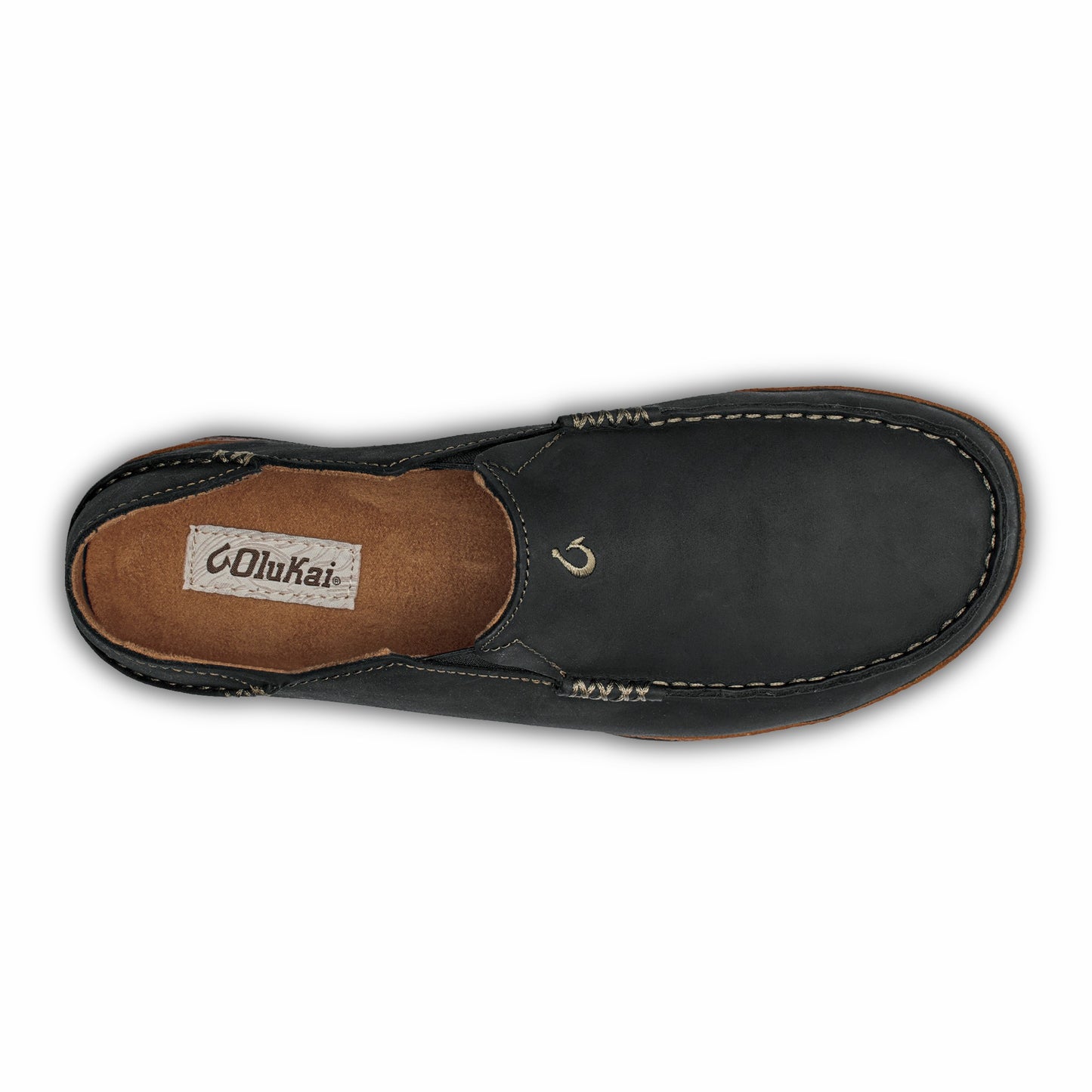 Olukai Moloā Leather Slip On Shoes - Black / Toffee