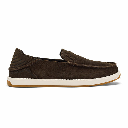 Olukai Kākaha Nia Men‘s Suede Slip-On Shoes - Dark Wood