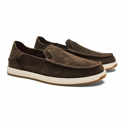 Olukai Kākaha Nia Men‘s Suede Slip-On Shoes - Dark Wood