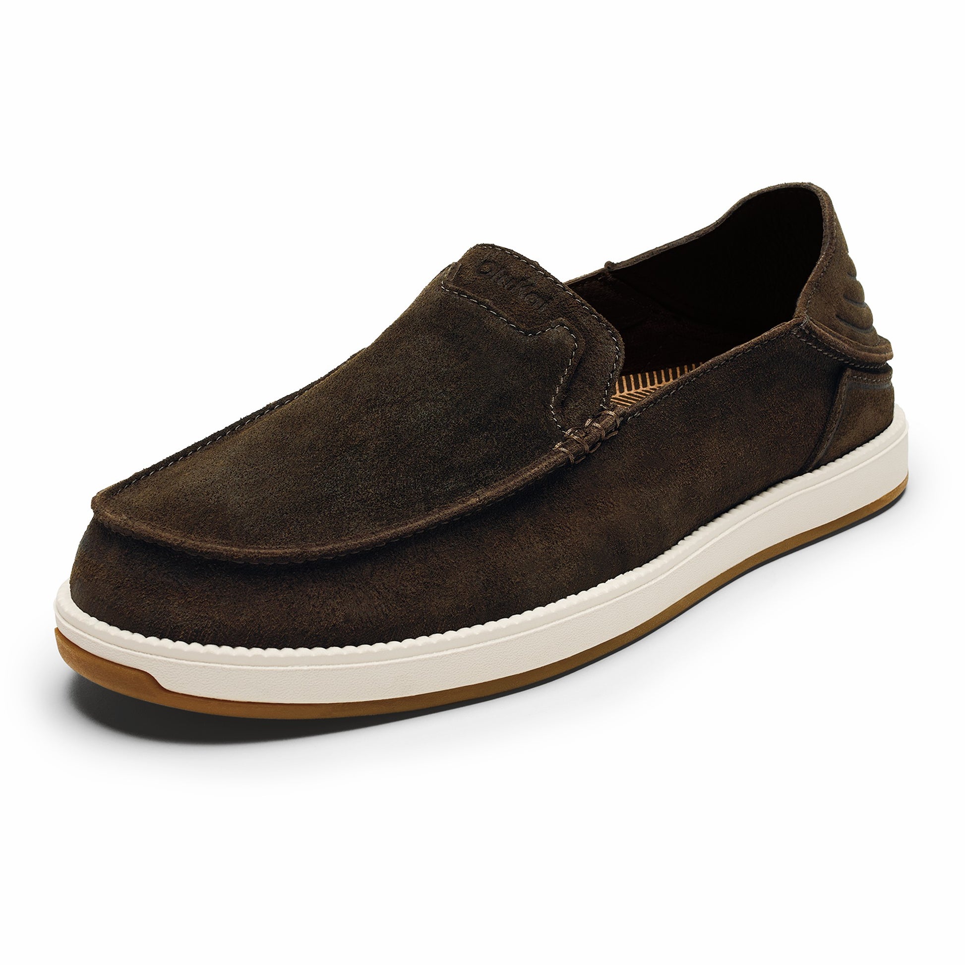 Olukai Kākaha Nia Men‘s Suede Slip-On Shoes - Dark Wood