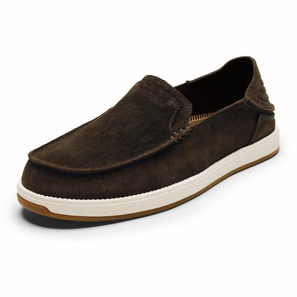 Olukai Kākaha Nia Men‘s Suede Slip-On Shoes - Dark Wood