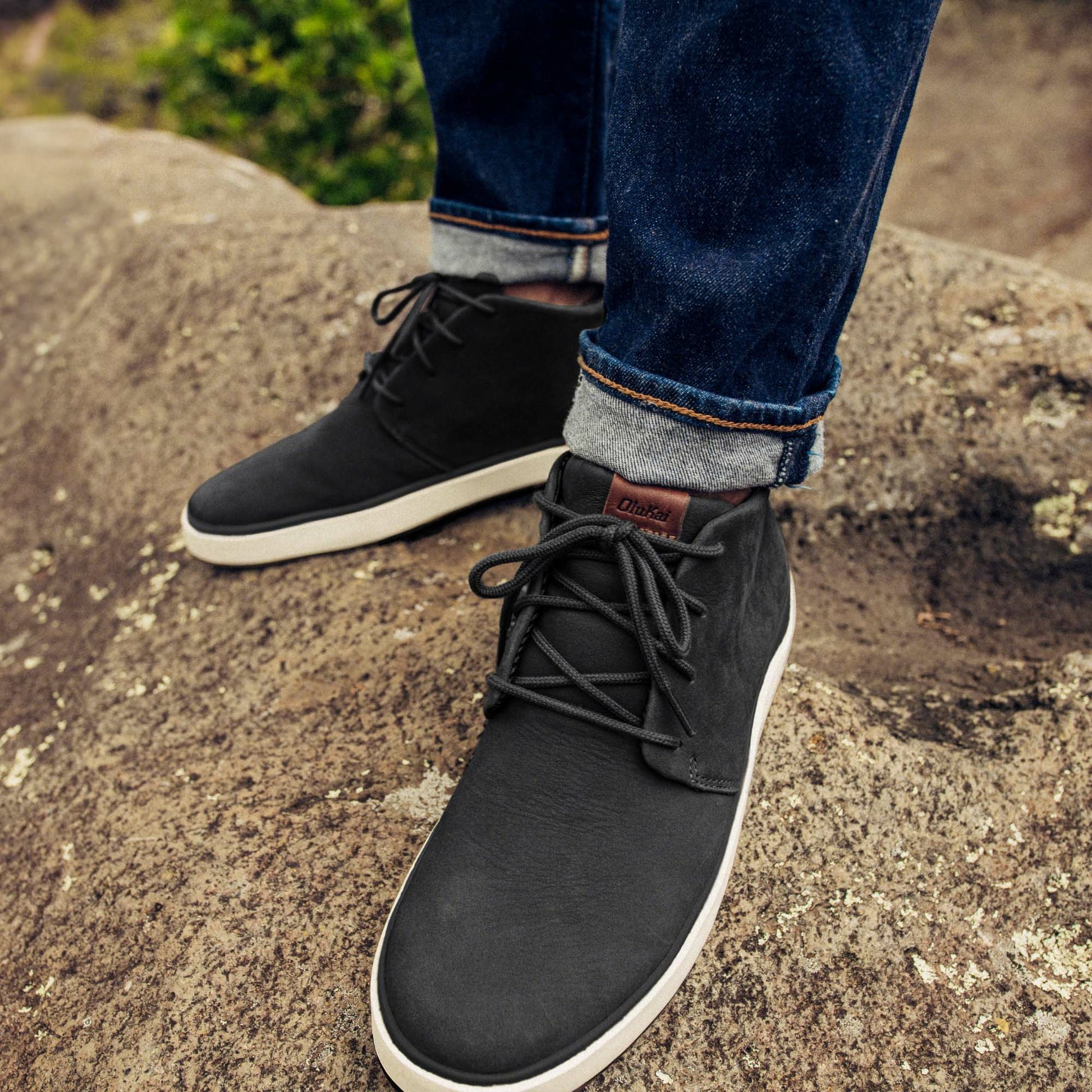 Olukai Papakū 'Ili Waterproof Leather Boots- Black