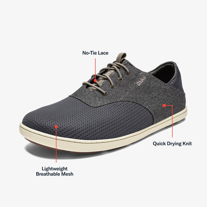 Olukai Nohea Moku Boat Shoes - Charcoal / Clay