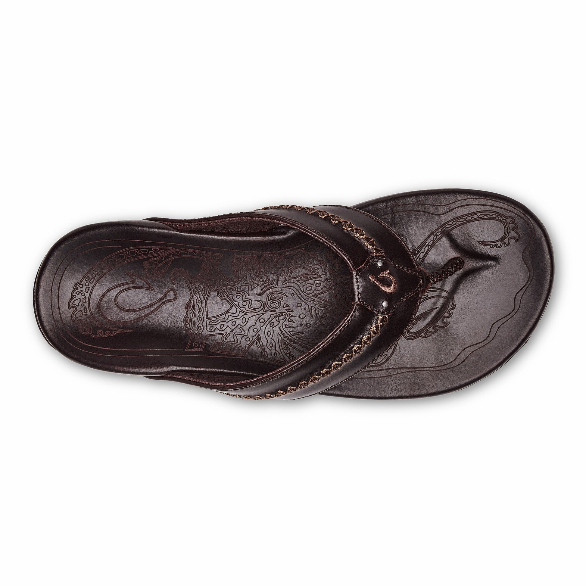 Olukai Mea Ola Leather Beach Sandals - Dark Java