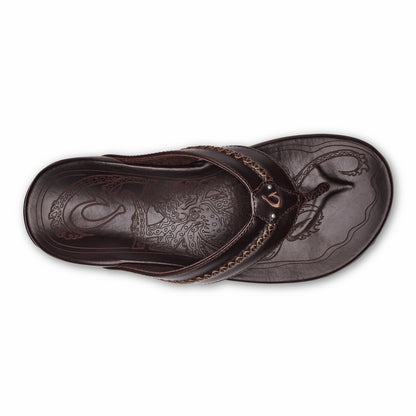 Olukai Mea Ola Leather Beach Sandals - Dark Java