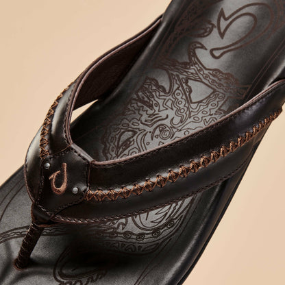 Olukai Mea Ola Leather Beach Sandals - Dark Java
