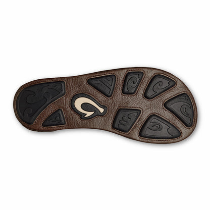 Olukai Hiapo - Rum / Dark Wood Leather Beach Sandals