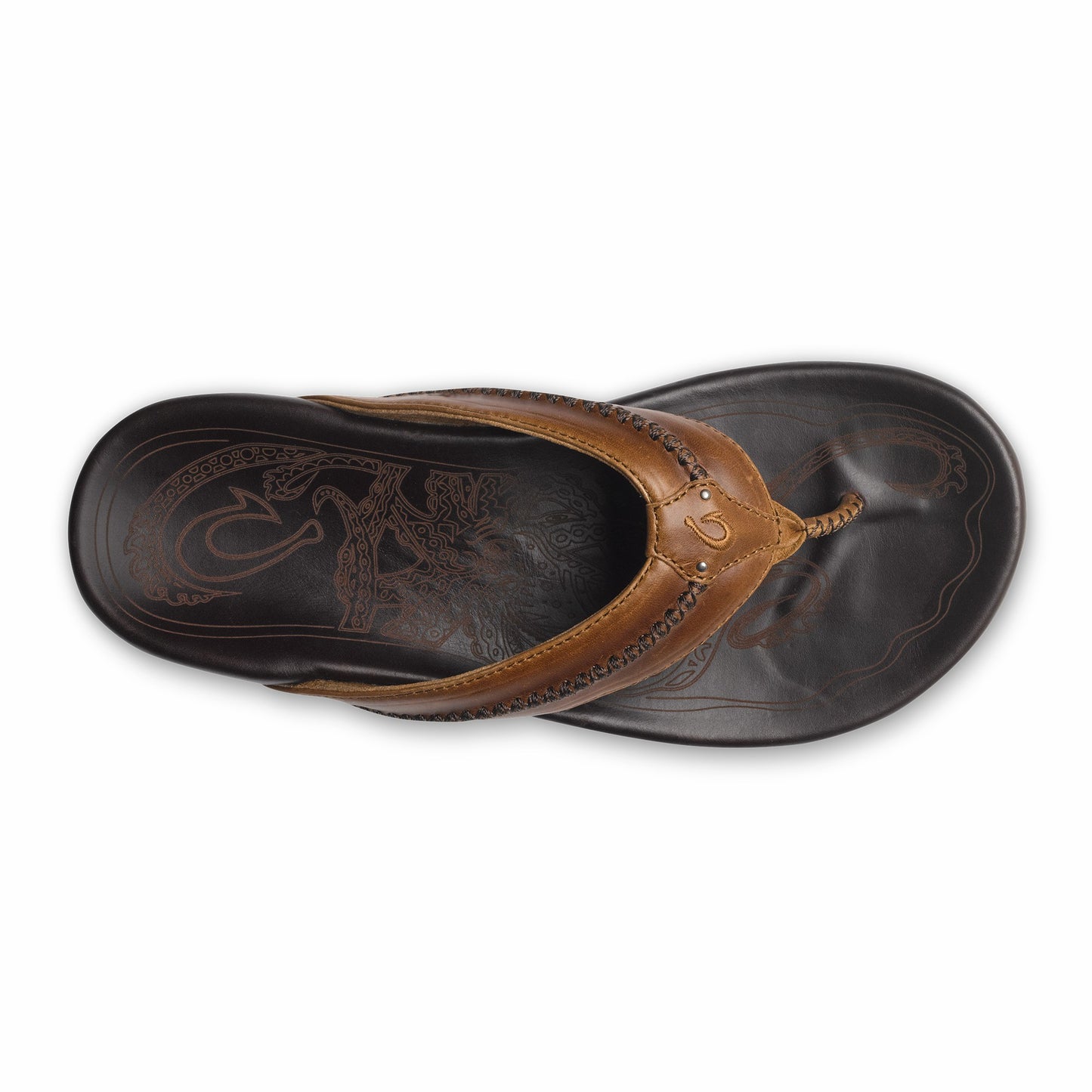 Olukai Mea Ola Leather Sandals - Tan / Dark Java