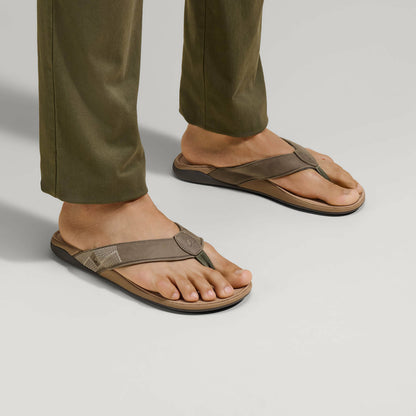 Olukai Tuahine Waterproof Leather Beach Sandals - Hunter
