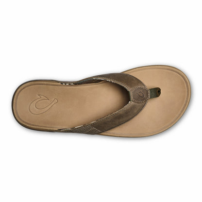 Olukai Tuahine Waterproof Leather Beach Sandals - Hunter