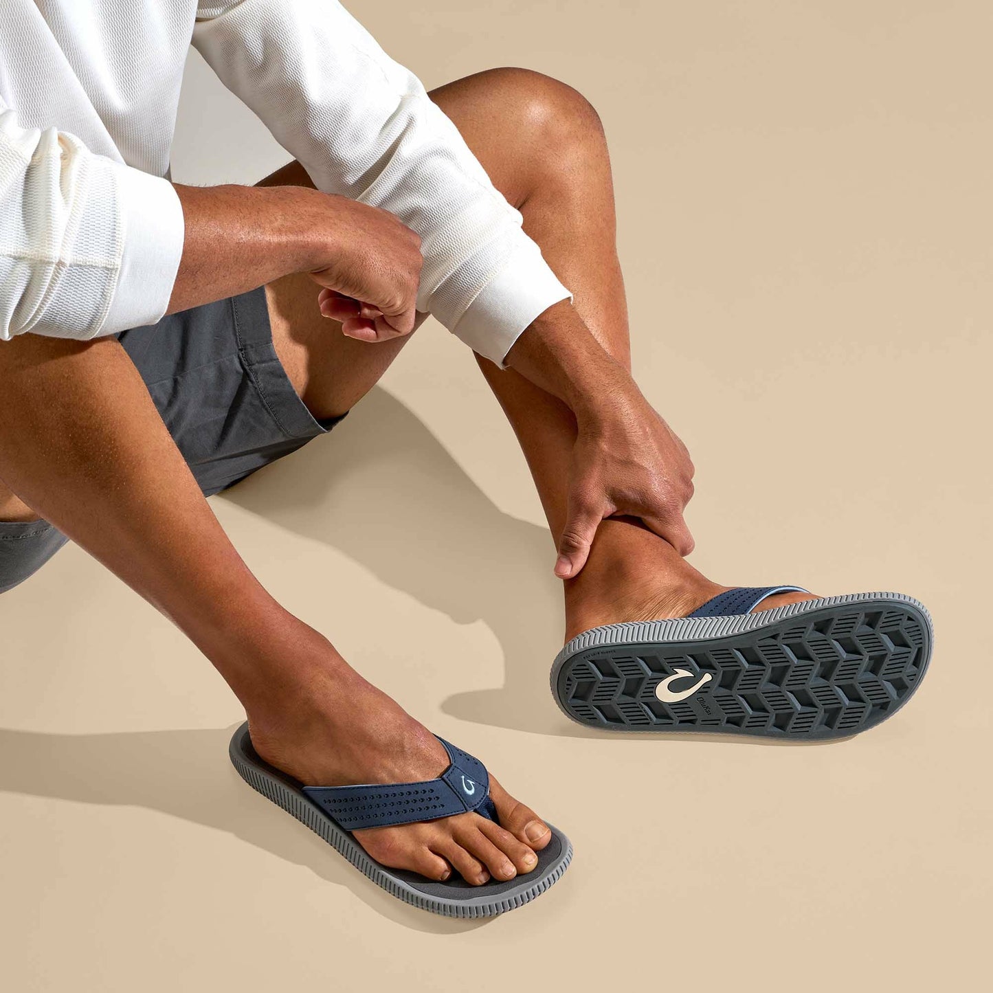Olukai Ulele Beach Sandals - Blue Depth / Charcoal