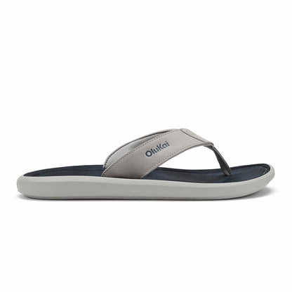 Olukai Pili Waterproof Leather Sandals - Ash / Mood Indigo