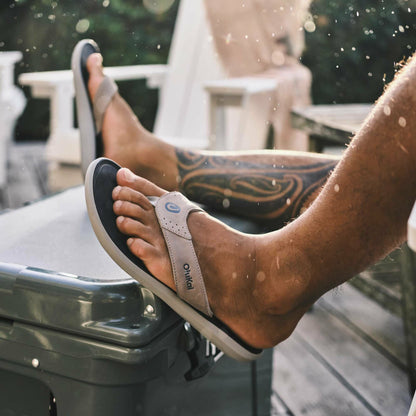 Olukai Pili Waterproof Leather Sandals - Ash / Mood Indigo
