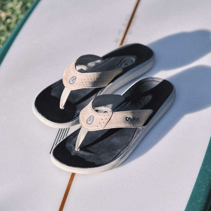 Olukai Pili Waterproof Leather Sandals - Ash / Mood Indigo