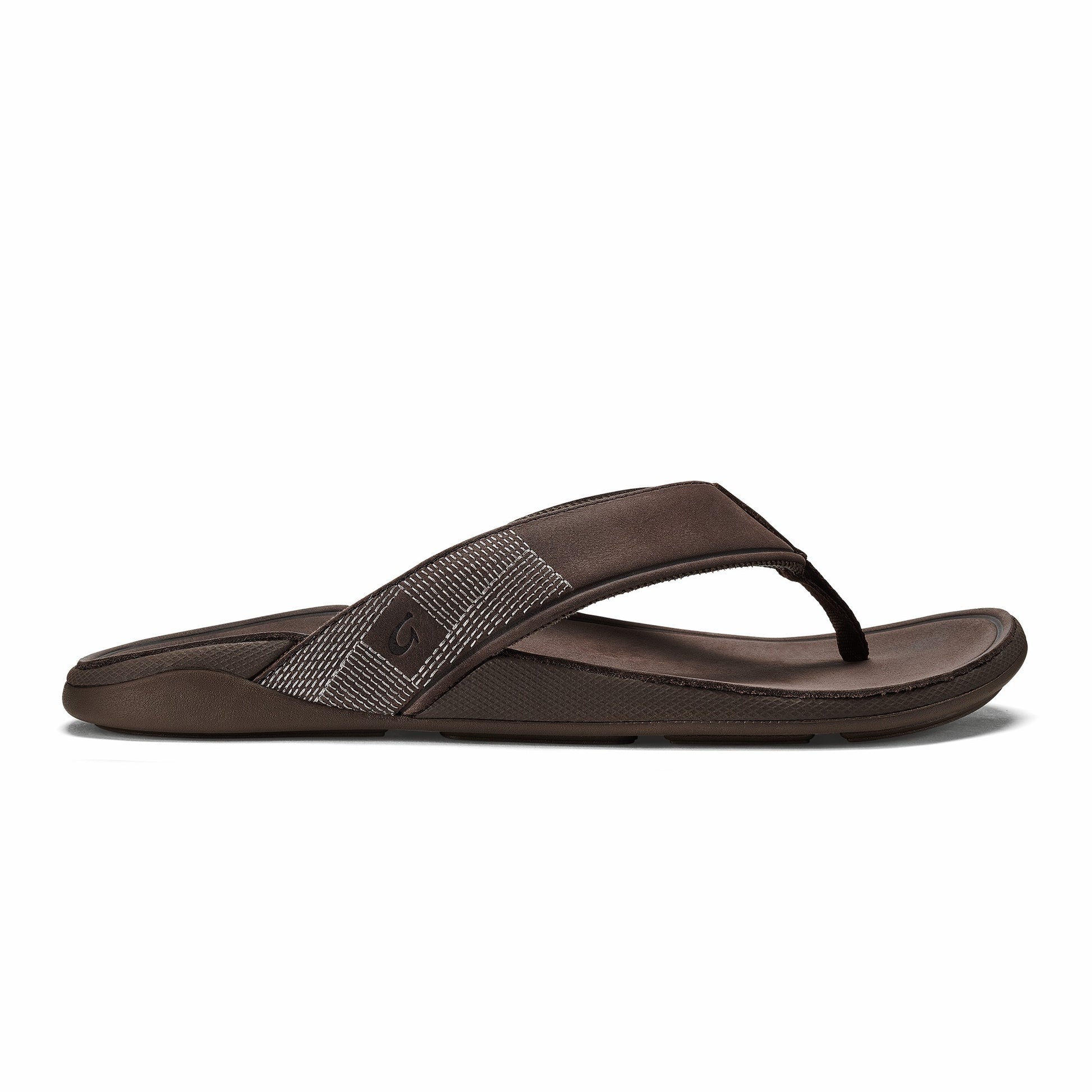 Olukai Tuahine Waterproof Leather Beach Sandals - Dark Wood