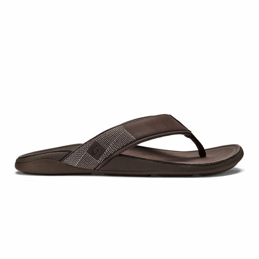 Olukai Tuahine Waterproof Leather Beach Sandals - Dark Wood
