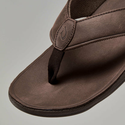 Olukai Tuahine Waterproof Leather Beach Sandals - Dark Wood