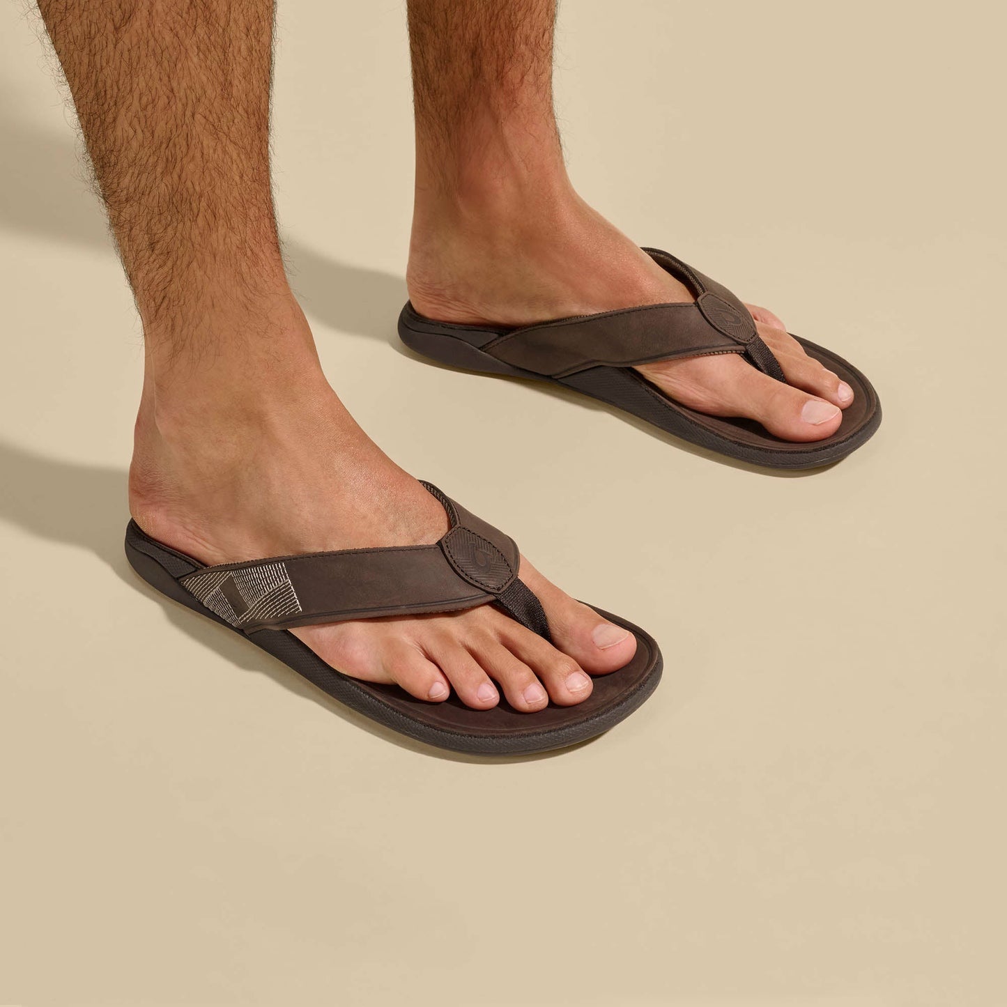 Olukai Tuahine Waterproof Leather Beach Sandals - Dark Wood