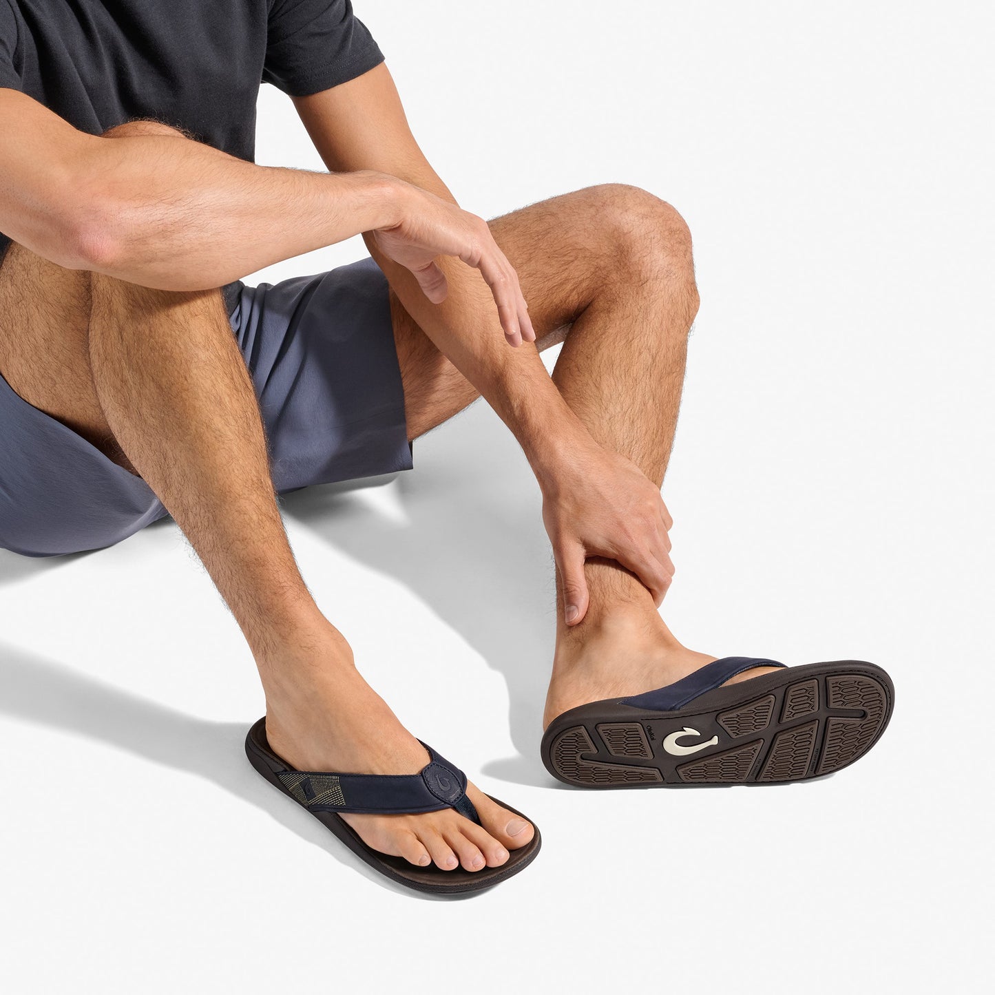 Olukai Tuahine Waterproof Leather Beach Sandals - Trench Blue