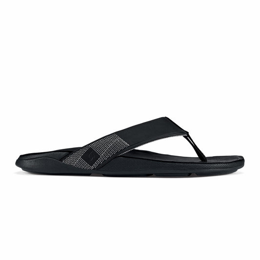 Olukai Tuahine Waterproof Leather Beach Sandals - Black