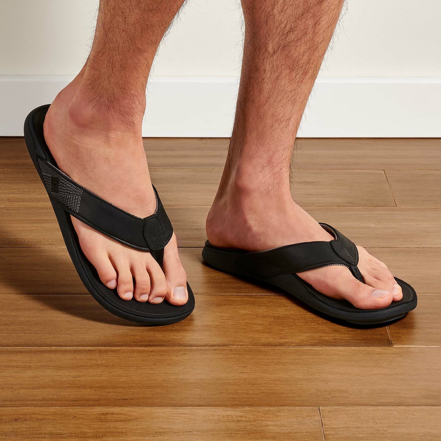 Olukai Tuahine Waterproof Leather Beach Sandals - Black