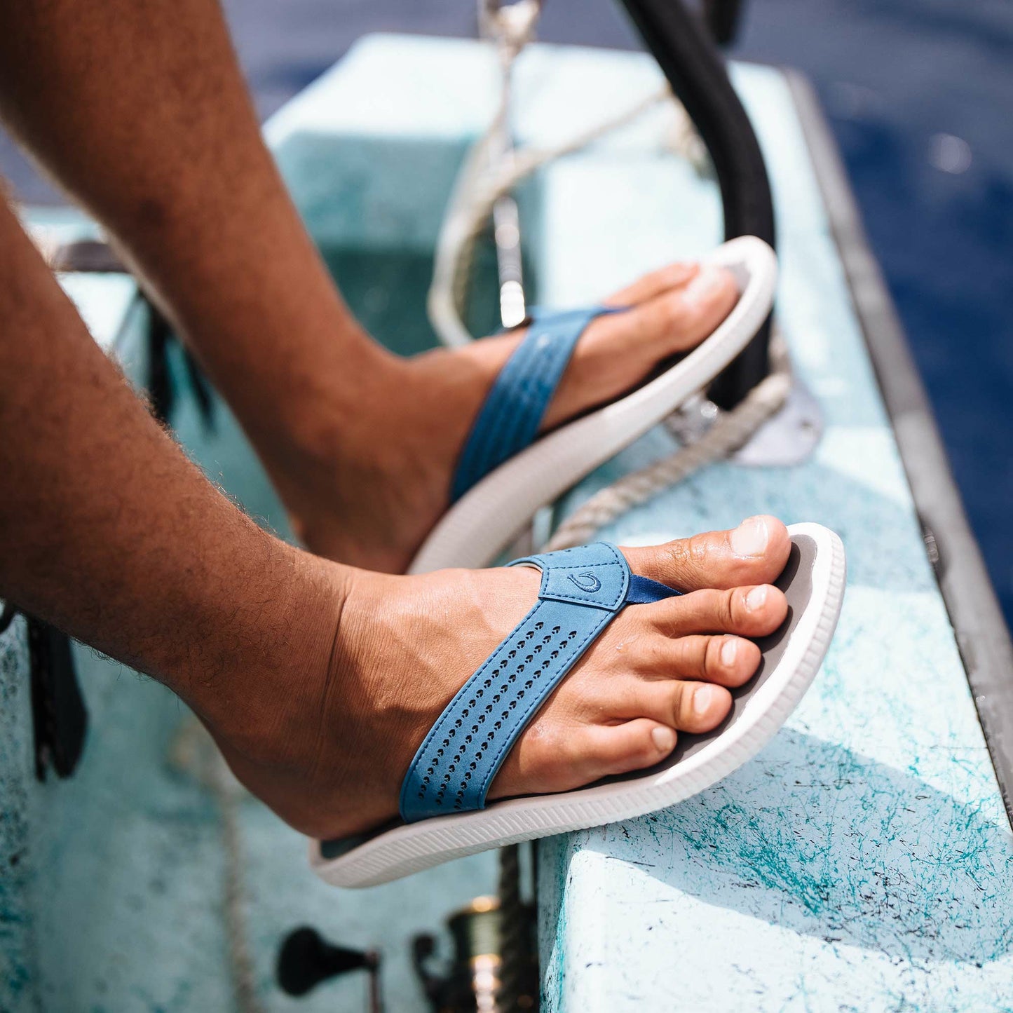 Olukai Ulele Beach Sandals - Slate Blue / Charcoal