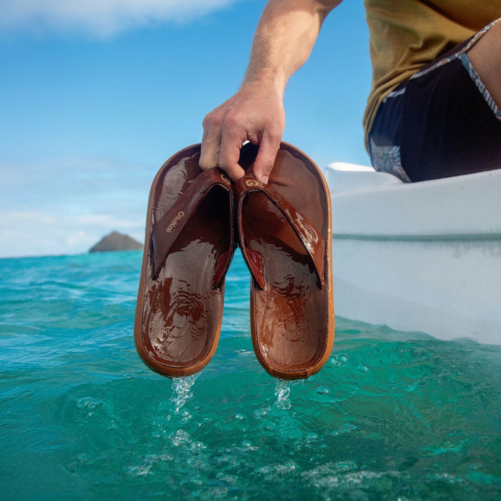 Olukai Pili Waterproof Leather Sandals - Fox