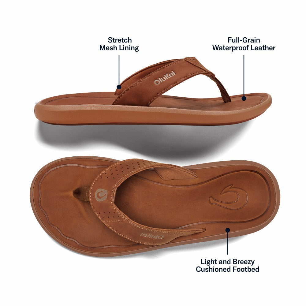Olukai Pili Waterproof Leather Sandals - Fox