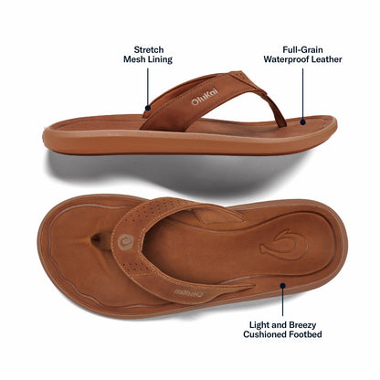 Olukai Pili Waterproof Leather Sandals - Fox