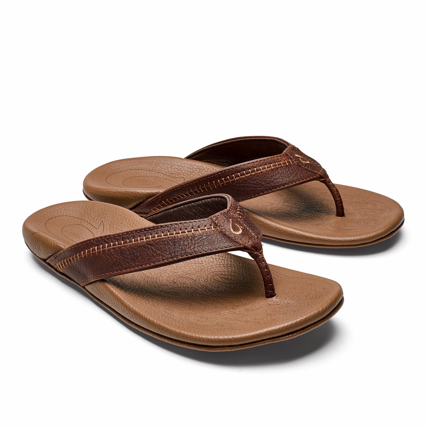 Olukai Hiapo -Dark Java / Toffee Leather Beach Sandals