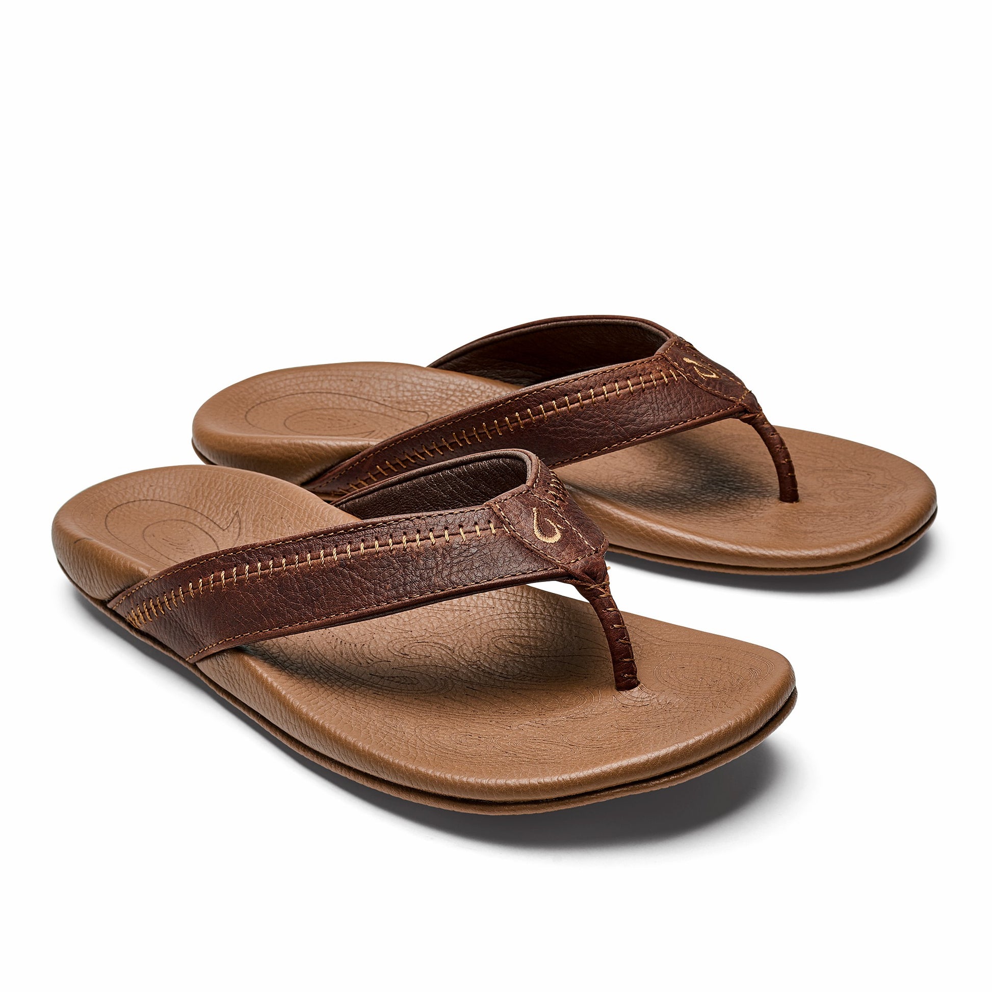 Olukai Hiapo -Dark Java / Toffee Leather Beach Sandals
